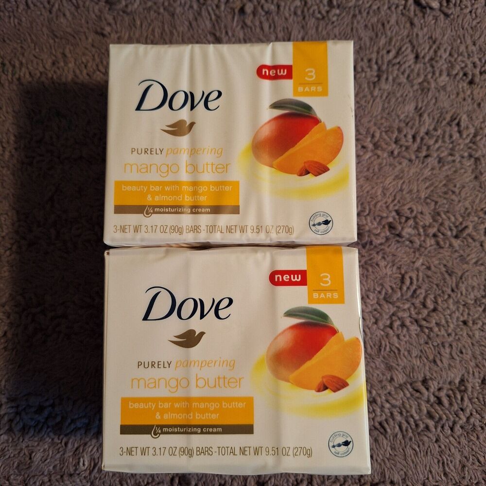 2 PK Dove Glowing Gentle 6 Bars Soap Mango/Almond Butter ~ 3.17 oz each‎
